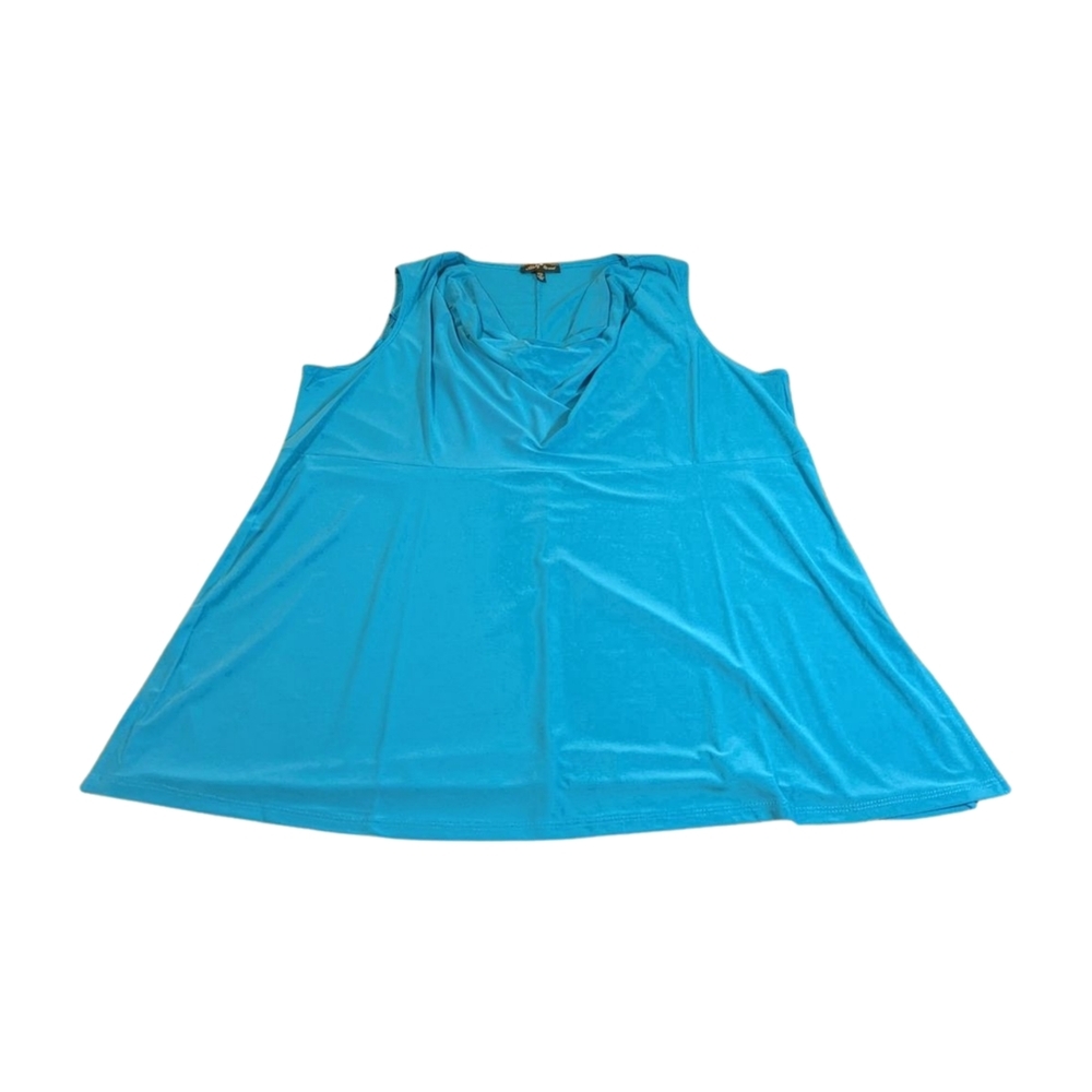 SLINKY BRAND NWOT Blue Sleeveless Women's Cowl Neck Top Size 2X
